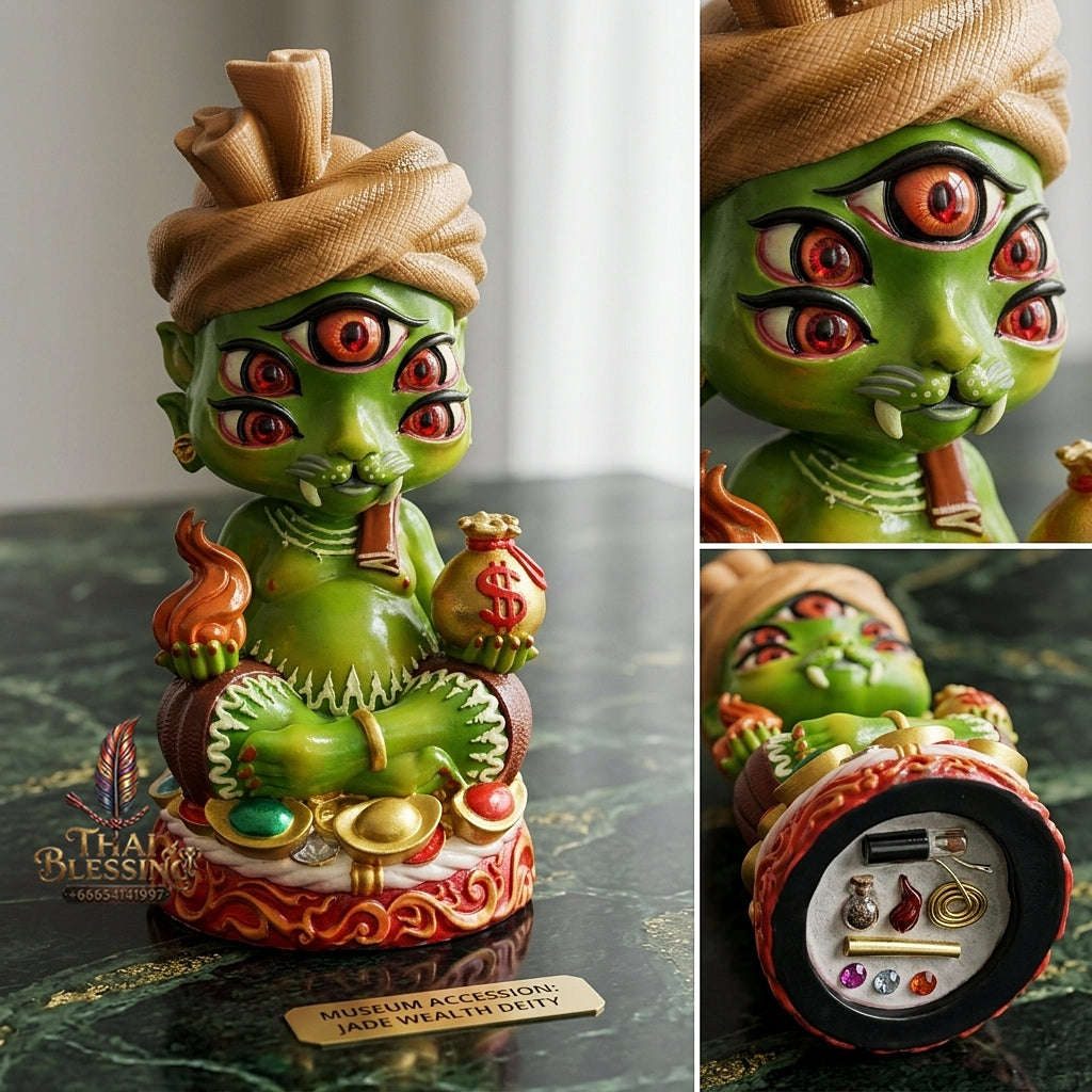 Supreme Phaya Si Hu Ha Ta "Ruai Chap Phlan" (Instant Wealth) Hand-Painted Resin Altar Bucha Statue - Khru Ba Kham Fan Wat Kor Chok 2024 (Master Bucha Edition) Thai Blessing Co By RURUECHA