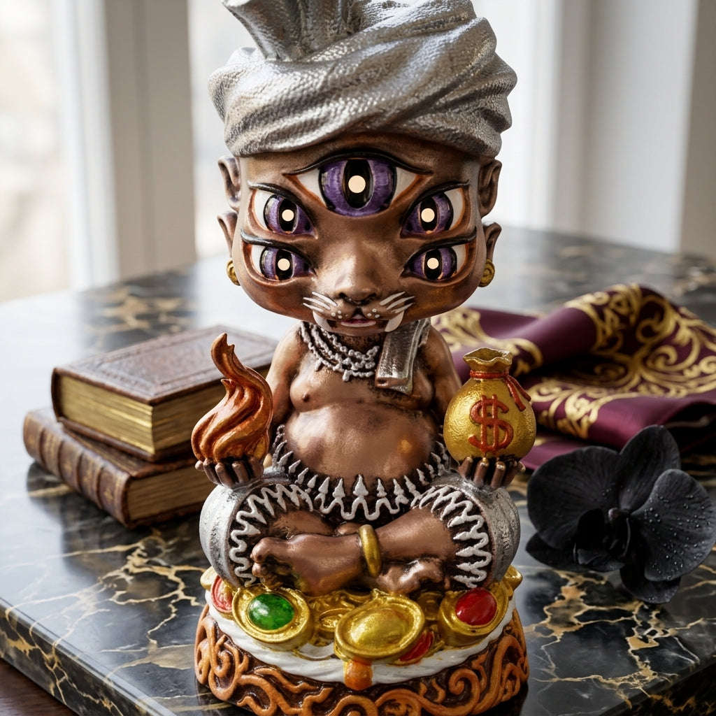 Supreme Phaya Si Hu Ha Ta "Ruai Chap Phlan" (Instant Wealth) Hand-Painted Satin Red Altar Bucha Statue - Khru Ba Kham Fan Wat Kor Chok 2024 (Master Bucha Edition) Thai Blessing Co By RURUECHA