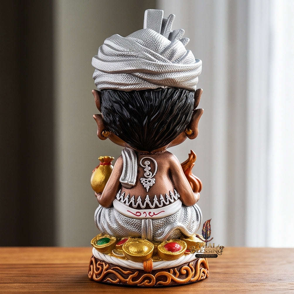 Supreme Phaya Si Hu Ha Ta "Ruai Chap Phlan" (Instant Wealth) Hand-Painted Satin Red Altar Bucha Statue - Khru Ba Kham Fan Wat Kor Chok 2024 (Master Bucha Edition) Thai Blessing Co By RURUECHA