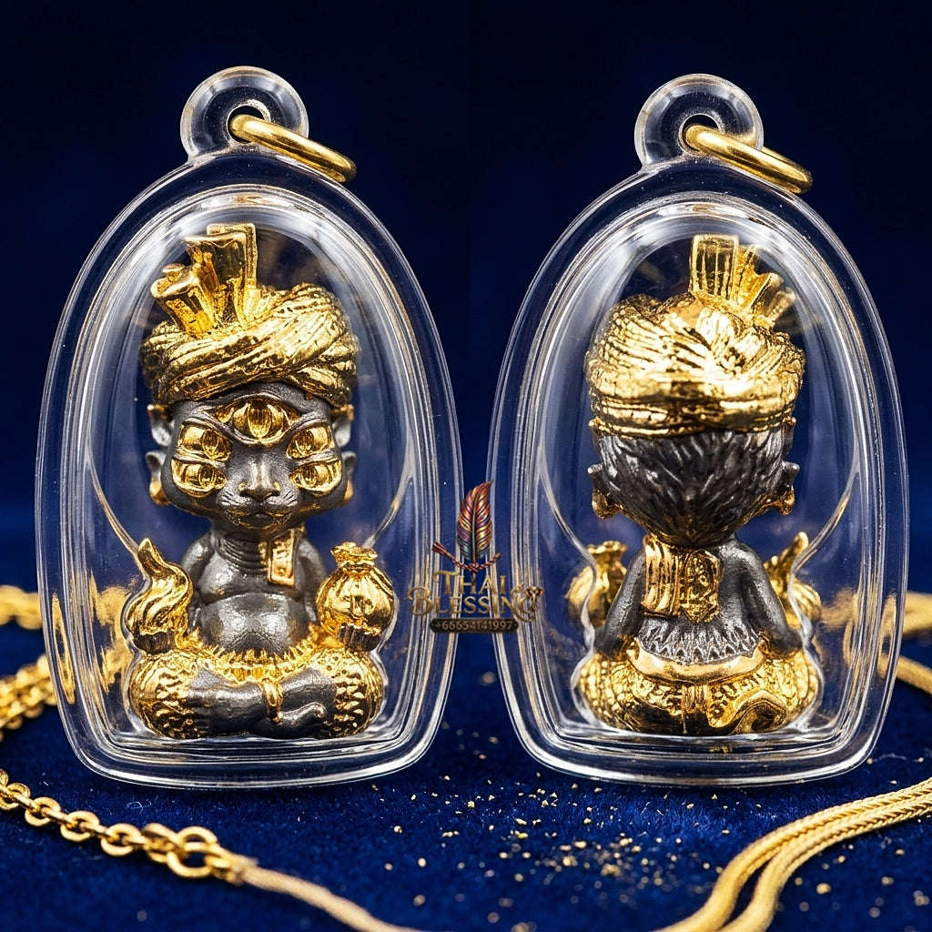 Supreme Phaya Si Hu Ha Ta "Ruai Chap Phlan" (Instant Wealth) Khan Long Hin Gold-Dipped Deity - Khru Ba Kham Fan Wat Kor Chok 2024 (Master Edition) Thai Blessing Co By RURUECHA