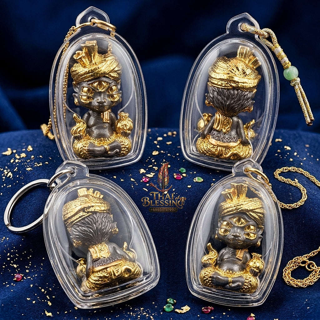 Supreme Phaya Si Hu Ha Ta "Ruai Chap Phlan" (Instant Wealth) Khan Long Hin Gold-Dipped Deity - Khru Ba Kham Fan Wat Kor Chok 2024 (Master Edition) Thai Blessing Co By RURUECHA