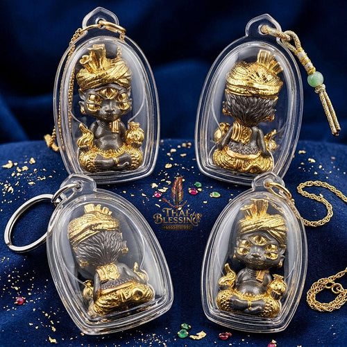 Supreme Phaya Si Hu Ha Ta "Ruai Chap Phlan" (Instant Wealth) Khan Long Hin Gold-Dipped Deity - Khru Ba Kham Fan Wat Kor Chok 2024 (Master Edition) Thai Blessing Co By RURUECHA