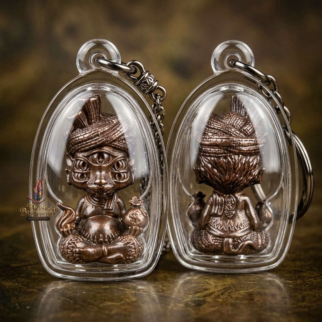 Supreme Phaya Si Hu Ha Ta "Ruai Chap Phlan" (Instant Wealth) Rom Man Pu Copper Deity - Khru Ba Kham Fan Wat Kor Chok 2024 (Master Edition) Thai Blessing Co By RURUECHA