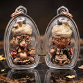 Supreme Phaya Si Hu Ha Ta "Ruai Chap Phlan" (Instant Wealth) Satin Red Enamel Deity - Khru Ba Kham Fan Wat Kor Chok 2024 (Master Edition) Thai Blessing Co By RURUECHA