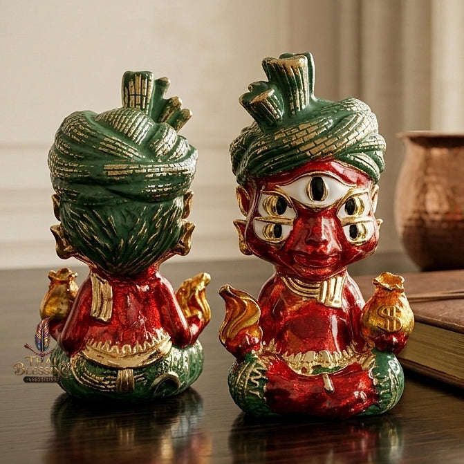 Supreme Phaya Si Hu Ha Ta "Ruai Chap Phlan" (Instant Wealth) Waterproof Acrylic Encased Red Enamel & Patinated Brass Deity - Khru Ba Kham Fan Wat Kor Chok 2024 (Master Edition) Thai Blessing Co By RURUECHA