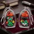 Supreme Phaya Si Hu Ha Ta "Ruai Chap Phlan" (Instant Wealth) Waterproof Acrylic Encased Silver-Plated Green Enamel Samlit Bronze Deity - Khru Ba Kham Fan Wat Kor Chok 2024 (Master Edition) Thai Blessing Co By RURUECHA