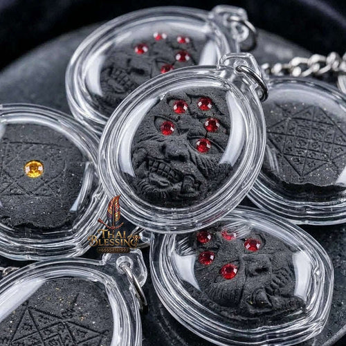 Supreme Phaya Si Hu Ha Ta "Sacred Black Powder" Wealth & Fate Alignment Amulet - Khru Ba Nuea Rit Wat Tha Nak 2014 (Master Edition) Thai Blessing Co By RURUECHA