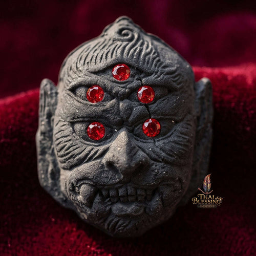 Supreme Phaya Si Hu Ha Ta "Sacred Black Powder" Wealth & Fate Alignment Amulet - Khru Ba Nuea Rit Wat Tha Nak 2014 (Master Edition) Thai Blessing Co By RURUECHA