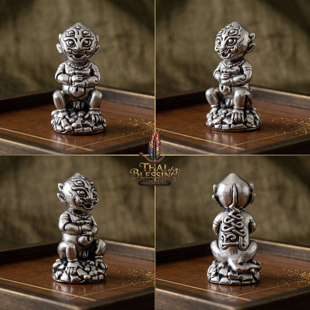 Supreme Phaya Si Hu Ha Ta "Satin Polished Alpaca with Black Oxide" Sculptural Statue Amulet - Khru Ba Tao Wat Thung Setthi (Wat Ubosot Ban Lao) 2024 (Master Alpaca Edition) Thai Blessing Co By RURUECHA
