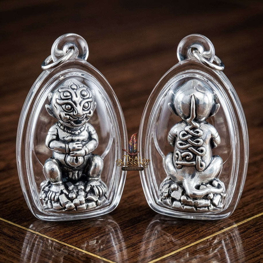 Supreme Phaya Si Hu Ha Ta "Satin Polished Alpaca with Black Oxide" Sculptural Statue Amulet - Khru Ba Tao Wat Thung Setthi (Wat Ubosot Ban Lao) 2024 (Master Alpaca Edition) Thai Blessing Co By RURUECHA