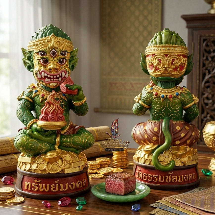 Supreme Phaya Si Hu Ha Ta "Thrap Mongkhon" (Auspicious Treasure) 7-Inch Altar Statue - Phra Khru Palat Thanaphat Wat Thammachai Mongkhon 2025 (Master Bucha Edition) Thai Blessing Co By RURUECHA