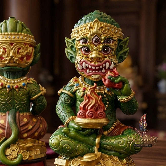 Supreme Phaya Si Hu Ha Ta "Thrap Mongkhon" (Auspicious Treasure) 7-Inch Altar Statue - Phra Khru Palat Thanaphat Wat Thammachai Mongkhon 2025 (Master Bucha Edition) Thai Blessing Co By RURUECHA
