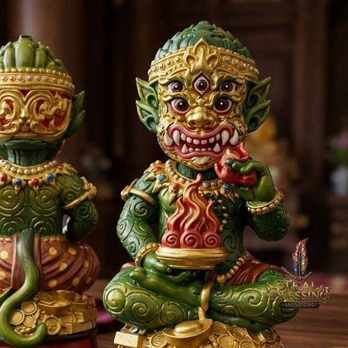 Supreme Phaya Si Hu Ha Ta "Thrap Mongkhon" (Auspicious Treasure) 7-Inch Altar Statue - Phra Khru Palat Thanaphat Wat Thammachai Mongkhon 2025 (Master Bucha Edition) Thai Blessing Co By RURUECHA