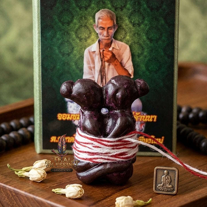 Supreme Pho Pu Khru Noi Tan "In Koo" Sacred Chanuan Bronze Paired Lover Talisman - Chiang Mai 2017/2561 (Master Metta & Seduction Edition) Thai Blessing Co By RURUECHA