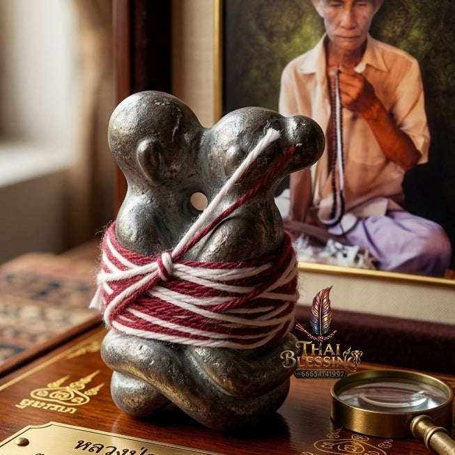 Supreme Pho Pu Khru Noi Tan "In Koo" Sacred Occult Lead Paired Lover Talisman - Chiang Mai 2017/2561 (Master Love & Wealth Edition) Thai Blessing Co By RURUECHA