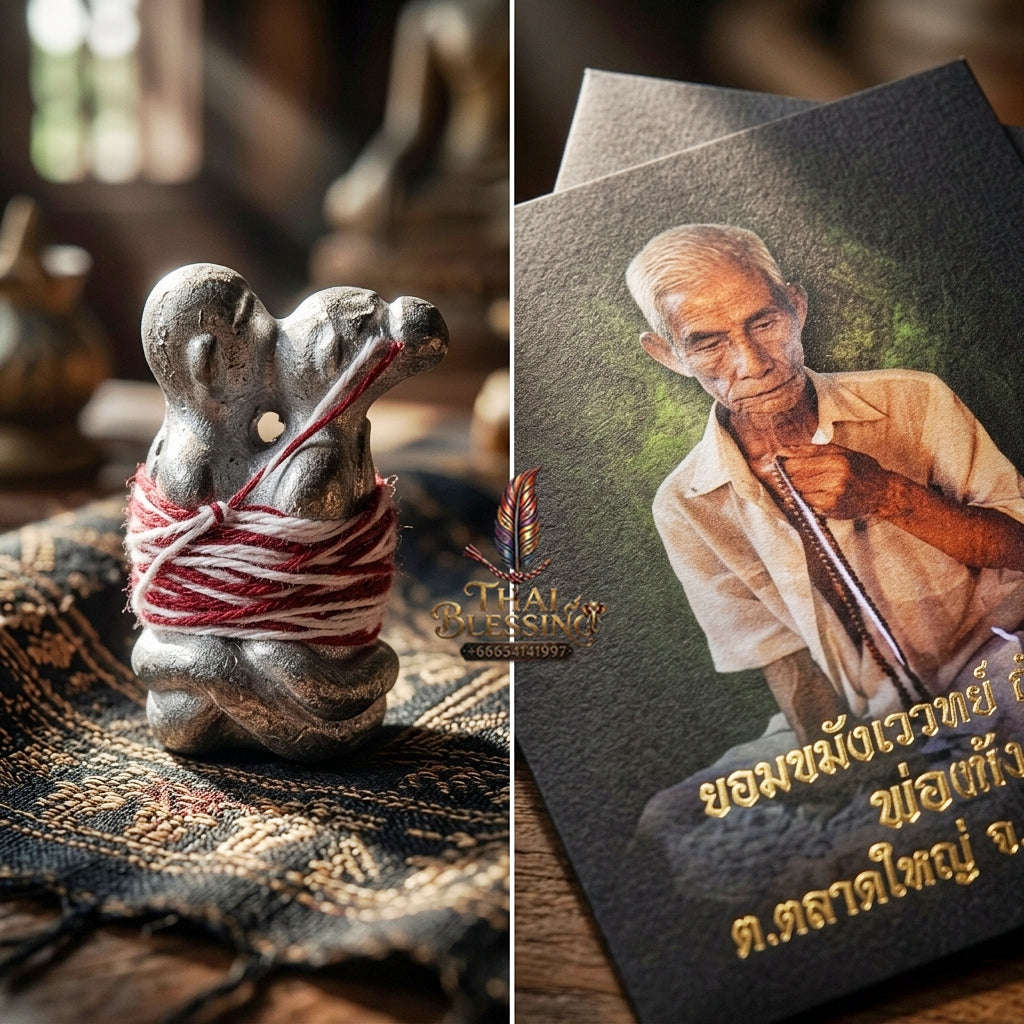 Supreme Pho Pu Khru Noi Tan "In Koo" Sacred Occult Lead Paired Lover Talisman - Chiang Mai 2017/2561 (Master Love & Wealth Edition) Thai Blessing Co By RURUECHA