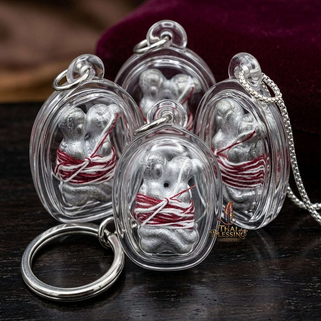 Supreme Pho Pu Khru Noi Tan "In Koo" Sacred Occult Lead Paired Lover Talisman - Chiang Mai 2017/2561 (Master Love & Wealth Edition) Thai Blessing Co By RURUECHA
