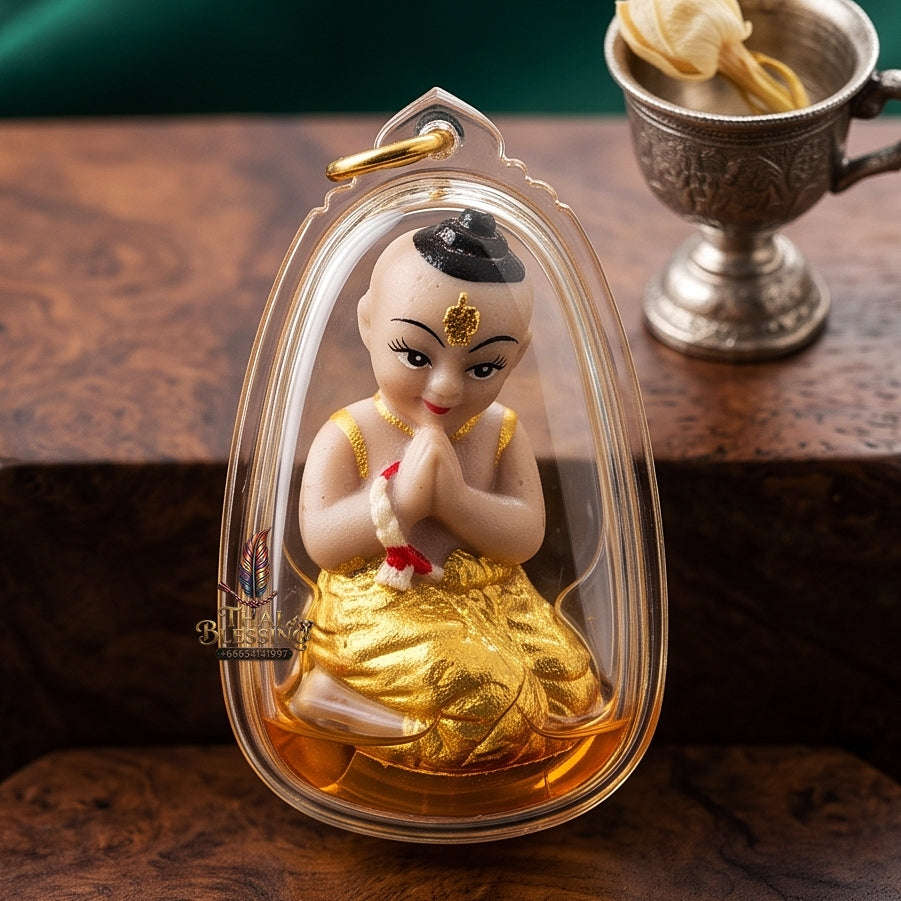 Supreme Phra-Achan Ek "Kuman Den Chai" Sacred Herbal & Ghost Powder Effigy - Wat Pa Tueng 2014 (Master Necromantic Wealth & Guardian Edition) Thai Blessing Co By RURUECHA