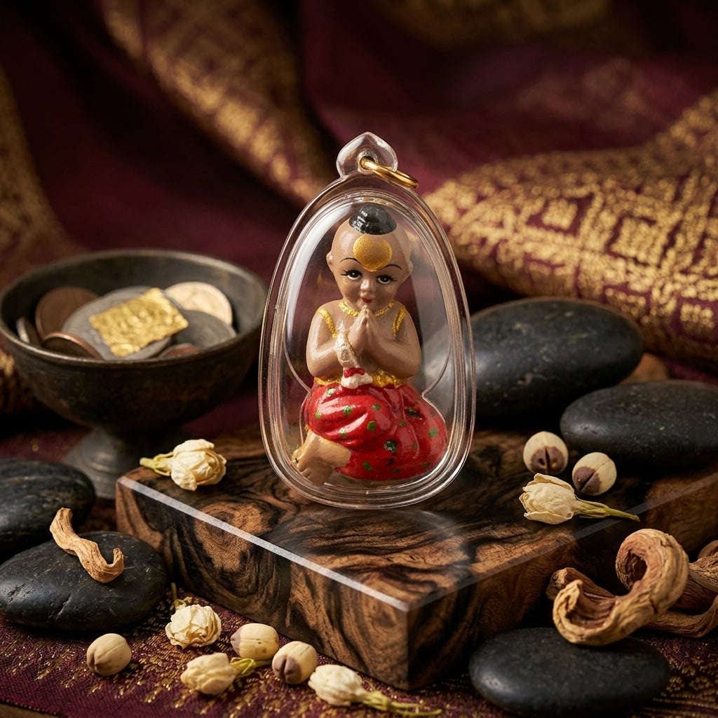 Supreme Phra-Achan Ek "Kuman Den Chai" Sacred Herbal & Ghost Powder Effigy - Wat Pa Tueng 2014 (Master Necromantic Wealth & Guardian Edition) Thai Blessing Co By RURUECHA
