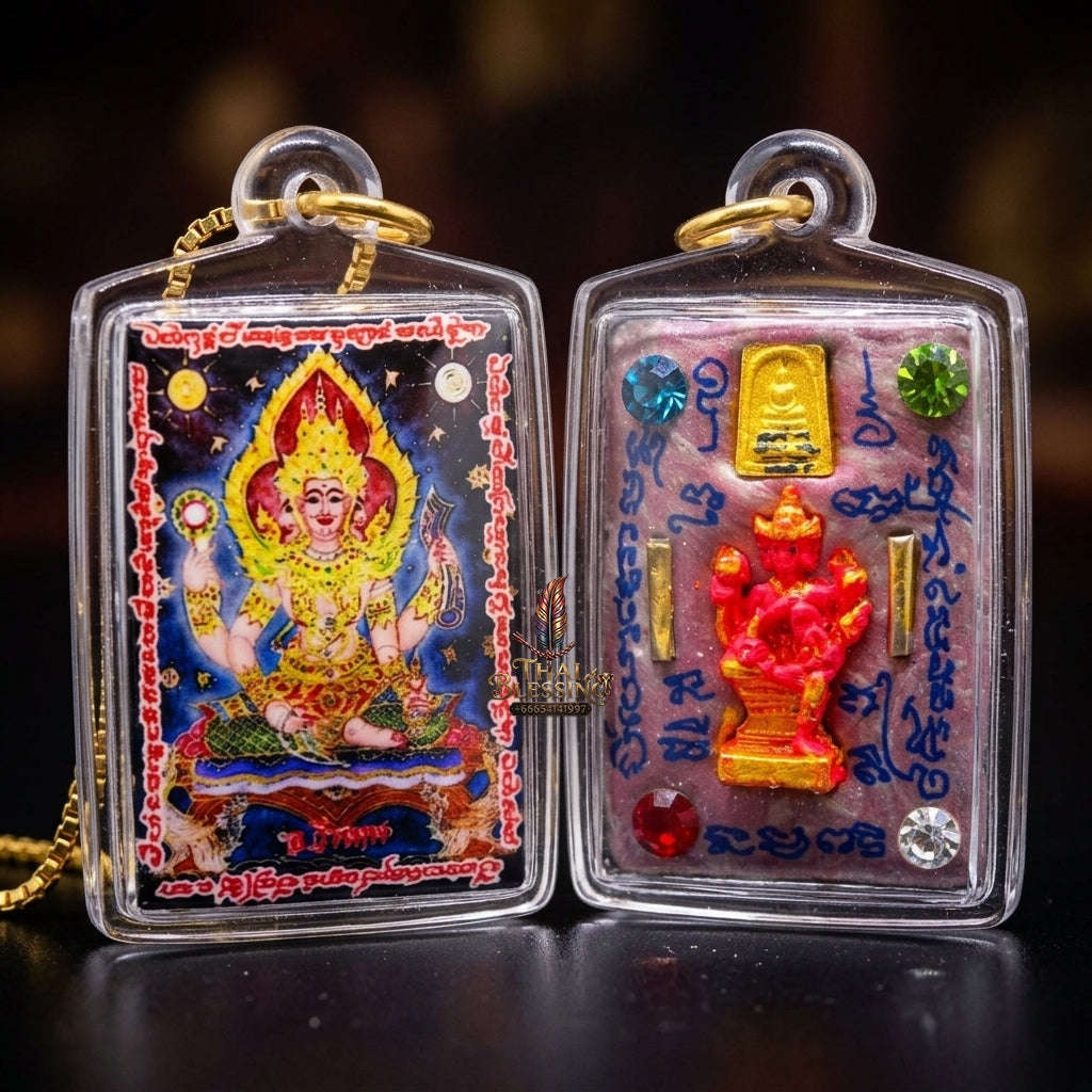 Supreme Phra Phrom (Four-Faced Brahma) Sacred Powder Locket - Ajarn Weerathep Yannakhru Prasit 2013 (Master Edition) Thai Blessing Co By RURUECHA