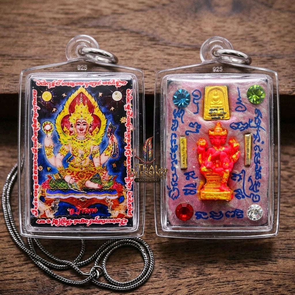 Supreme Phra Phrom (Four-Faced Brahma) Sacred Powder Locket - Ajarn Weerathep Yannakhru Prasit 2013 (Master Edition) Thai Blessing Co By RURUECHA