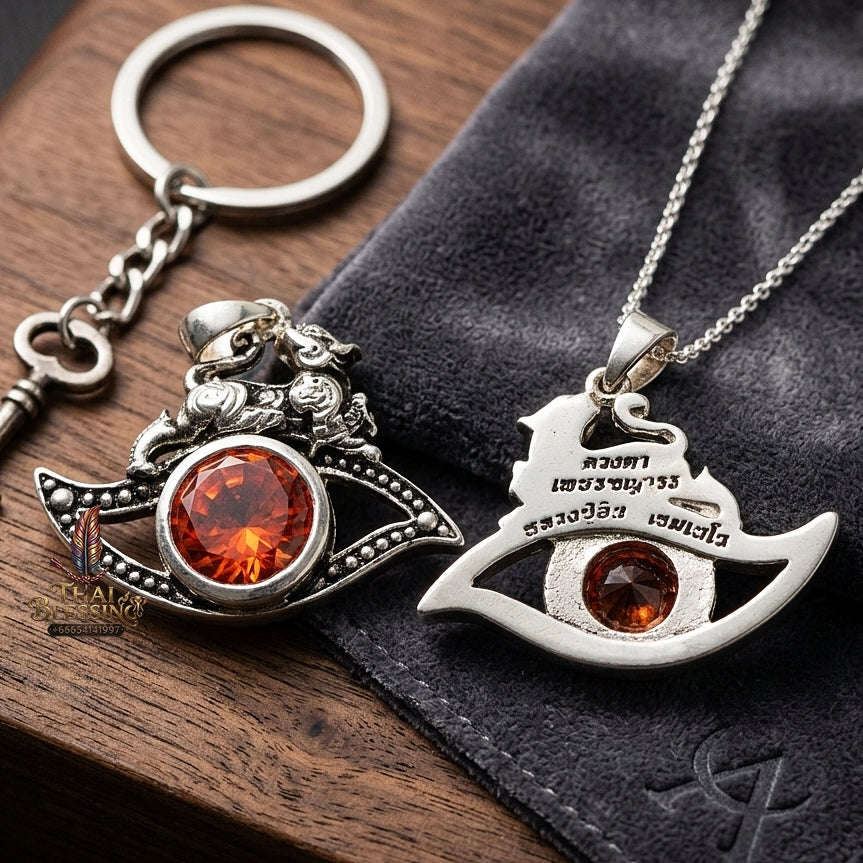 Supreme Phraya Phathorn Diamond Eye Silver-Plated Bronze Pendant - Luang Pu In Wat Nong Mek 2017 (Master Edition) Thai Blessing Co By RURUECHA