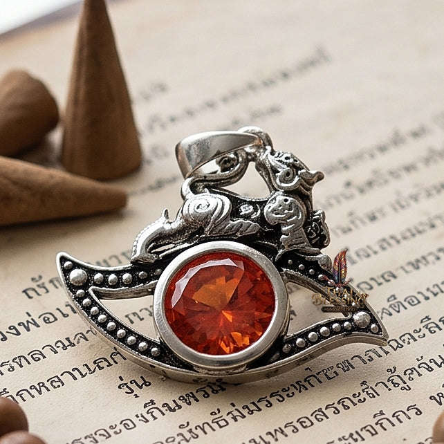 Supreme Phraya Phathorn Diamond Eye Silver-Plated Bronze Pendant - Luang Pu In Wat Nong Mek 2017 (Master Edition) Thai Blessing Co By RURUECHA