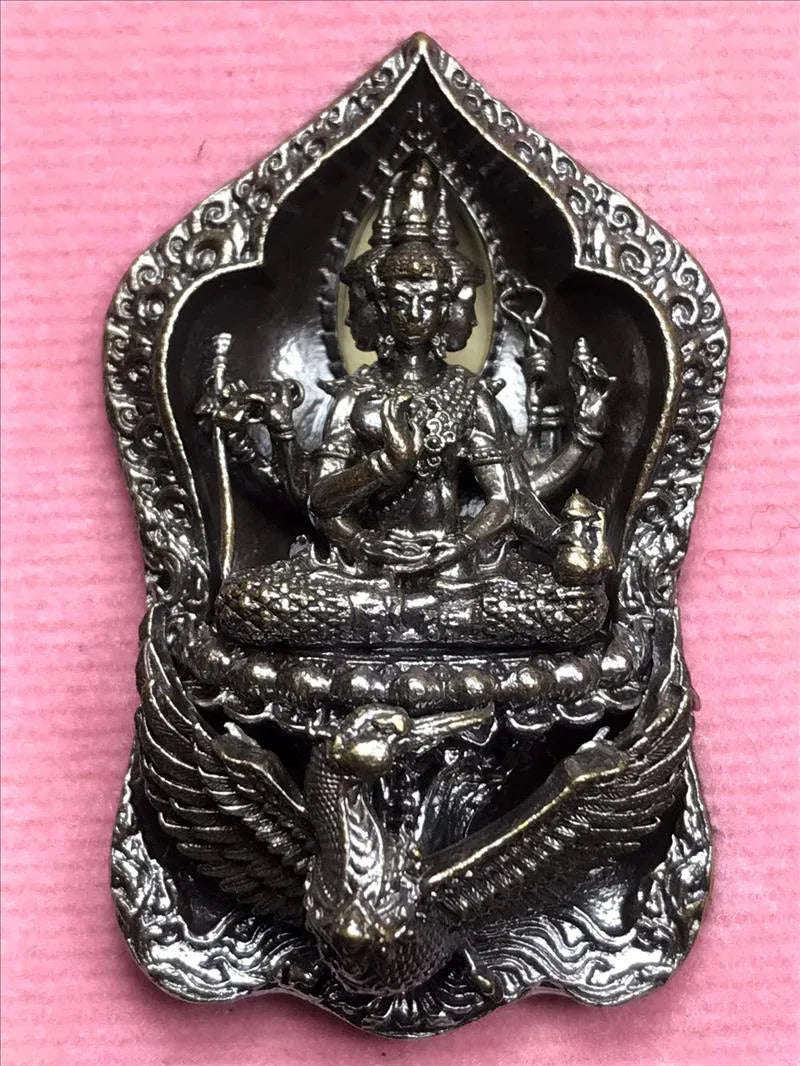 ✨ Supreme Siam Brahma Deity Medallion – Four‑Faced Blessings, Wisdom & Prosperity Amulet by Luang Pu Khampheng, Makha Ngam Hermitage, Kamphaeng Phet Blackened bronze
