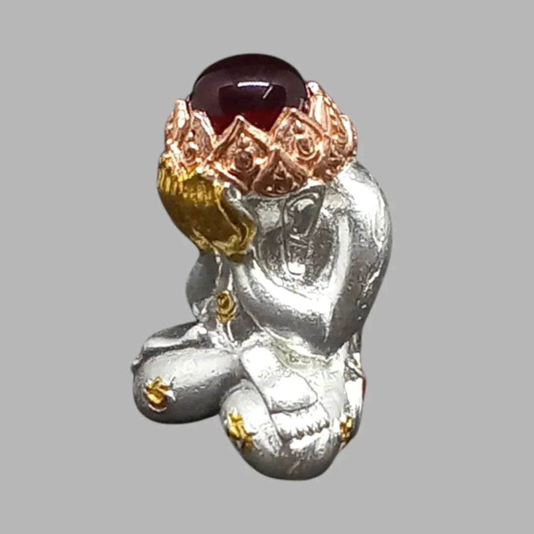 Supreme Spiritual Power Phra Pidta Amulet - Manee Mantra, Three Kings Alloy with Ruby Core, Certified