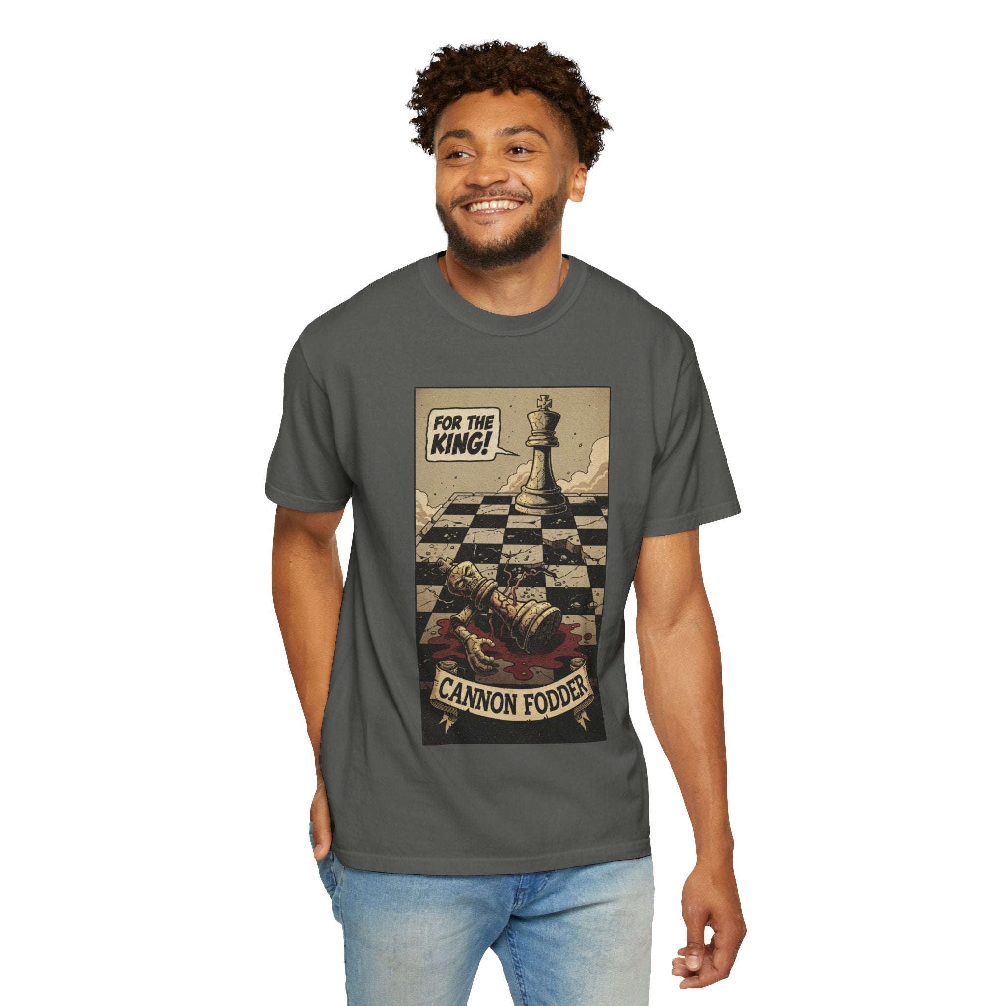 T-Shirt — "For the King! Cannon Fodder" Vintage Chess Graphic Tee
