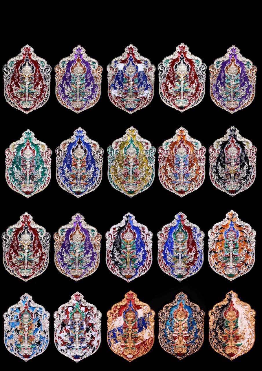 Variety of Tao Wessuwan Garuda amulet designs showcasing intricate details and vibrant colors
