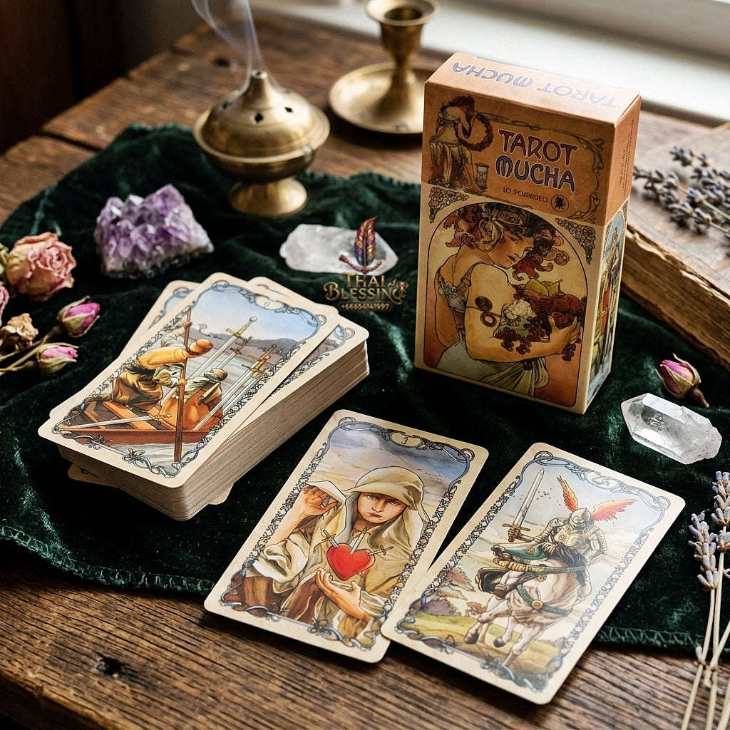 Tarot Mucha Deck (78 Pcs Cards Deck) - Vintage Art Nouveau Alphonse Mucha Style English Edition for Intuitive Readings, Spiritual Guidance & Tarot Collectors