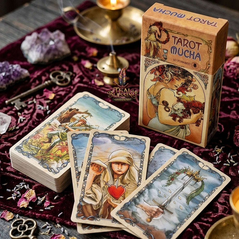 Tarot Mucha Deck (78 Pcs Cards Deck) - Vintage Art Nouveau Alphonse Mucha Style English Edition for Intuitive Readings, Spiritual Guidance & Tarot Collectors