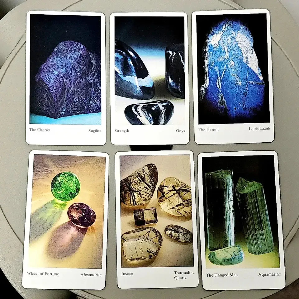 Tarot of Gemstones and Crystals – 78 Pcs Vintage 1996 Tarot Deck | Compact Size 10.3 x 6 cm