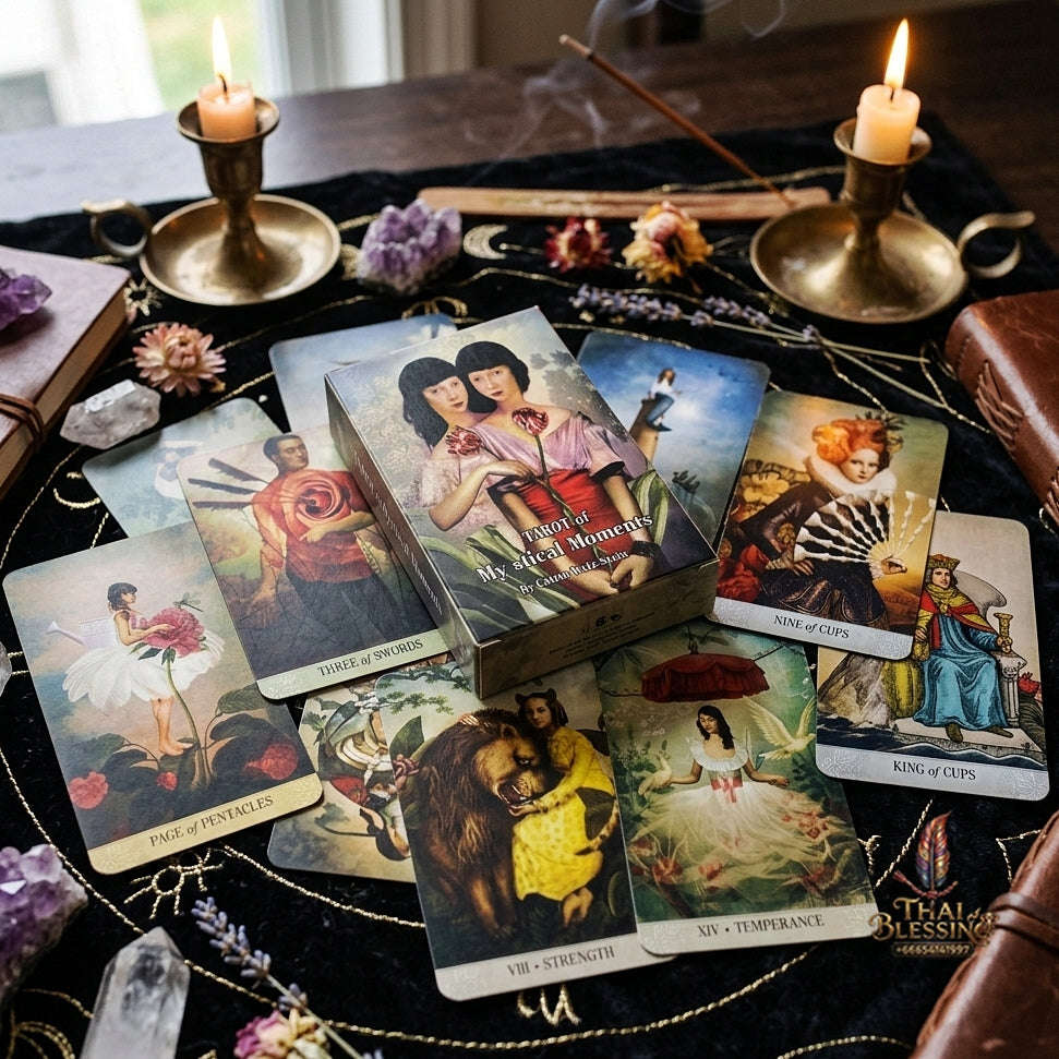 Tarot of Mystical Moments Deck (83 Pcs Cards Edition) - Surreal Collage Art by Catrin Welz-Stein English Edition for Intuitive Readings, Divination & Tarot Collectors Thai Blessing Co By RURUECHA