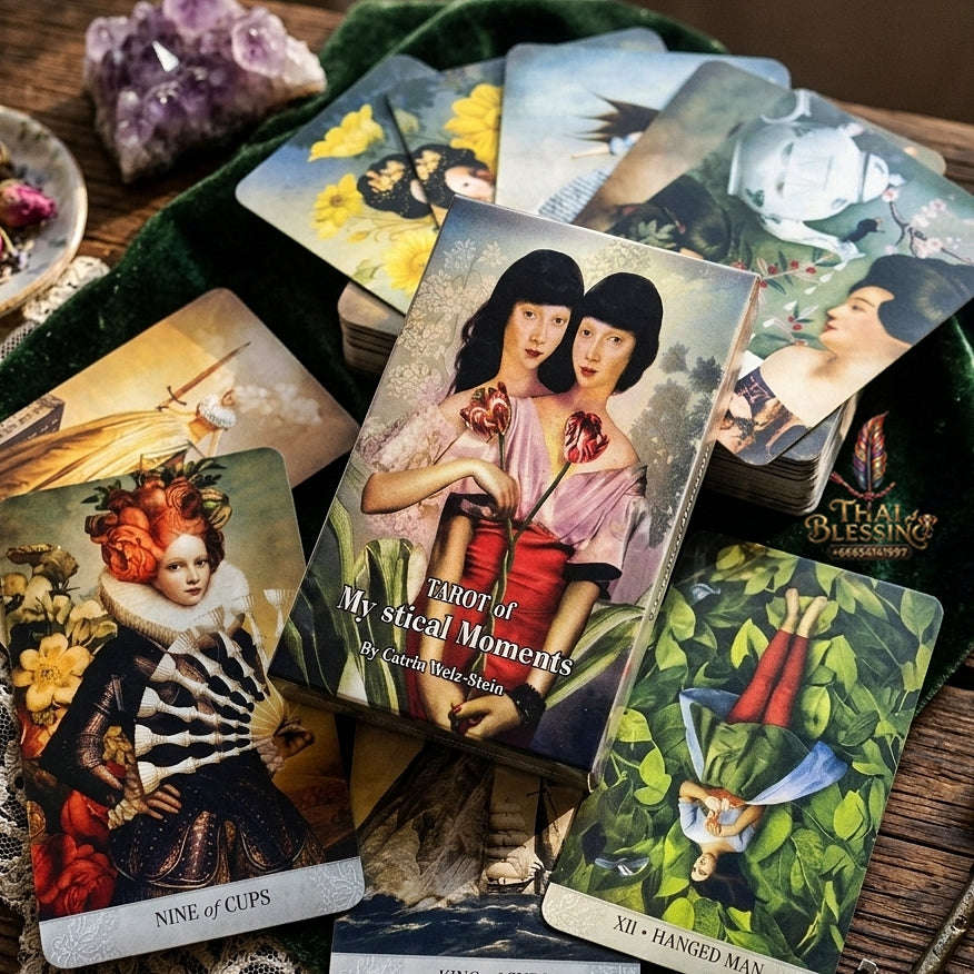 Tarot of Mystical Moments Deck (83 Pcs Cards Edition) - Surreal Collage Art by Catrin Welz-Stein English Edition for Intuitive Readings, Divination & Tarot Collectors Thai Blessing Co By RURUECHA