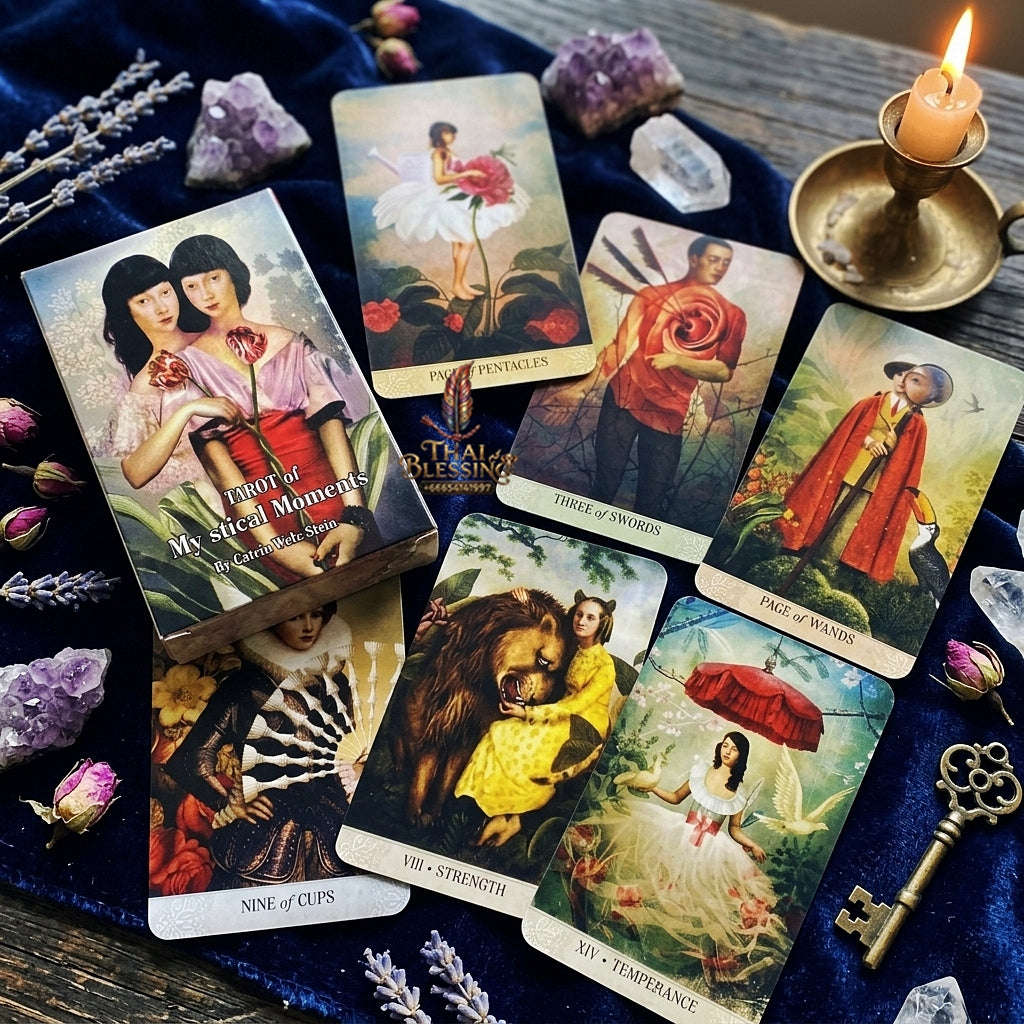 Tarot of Mystical Moments Deck (83 Pcs Cards Edition) - Surreal Collage Art by Catrin Welz-Stein English Edition for Intuitive Readings, Divination & Tarot Collectors Thai Blessing Co By RURUECHA