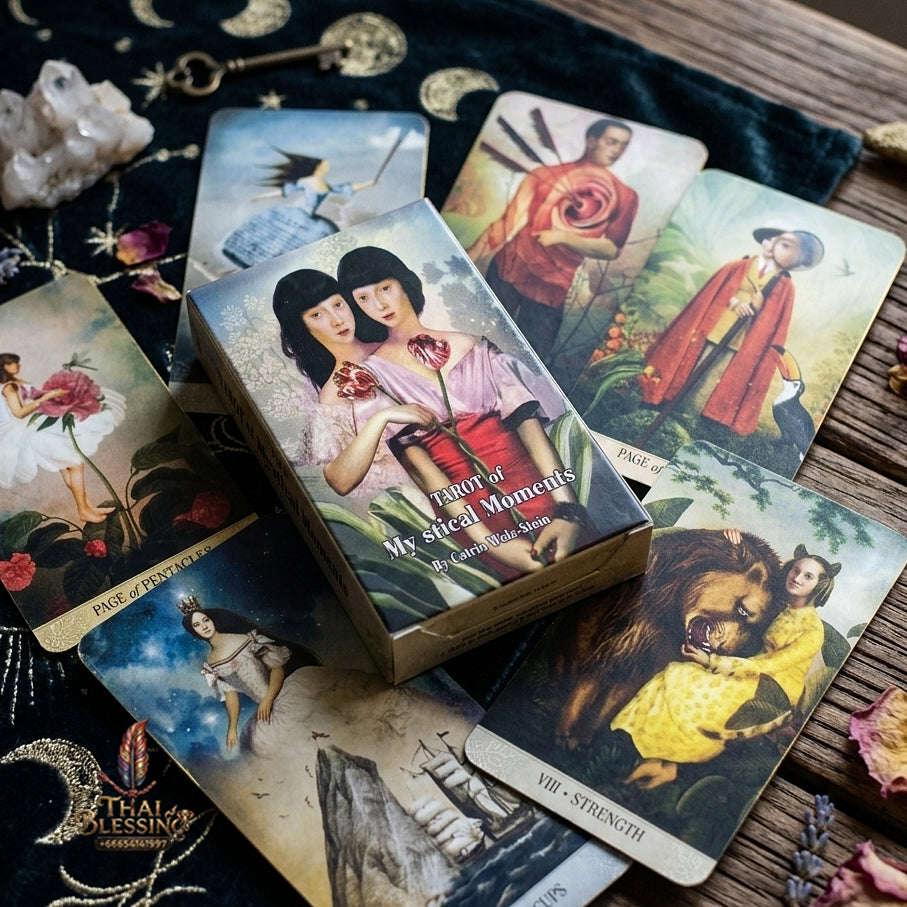 Tarot of Mystical Moments Deck (83 Pcs Cards Edition) - Surreal Collage Art by Catrin Welz-Stein English Edition for Intuitive Readings, Divination & Tarot Collectors Thai Blessing Co By RURUECHA