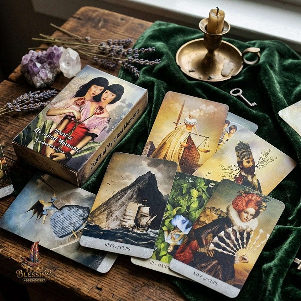 Tarot of Mystical Moments Deck (83 Pcs Cards Edition) - Surreal Collage Art by Catrin Welz-Stein English Edition for Intuitive Readings, Divination & Tarot Collectors Thai Blessing Co By RURUECHA