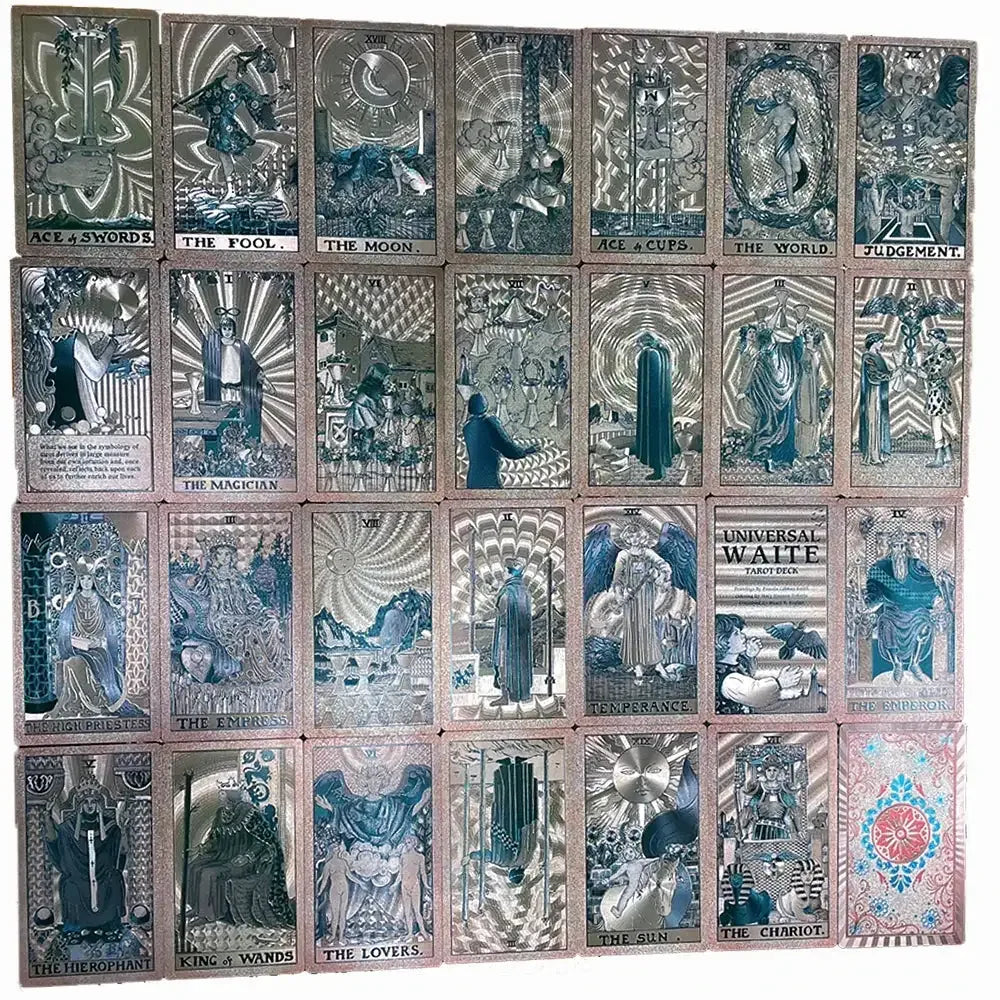✨ Plastic Rider-Waite Tarot Cards – 78 Durable, Waterproof PVC Cards with Sophisticated Gold Foil Print for Divination and Game Play
