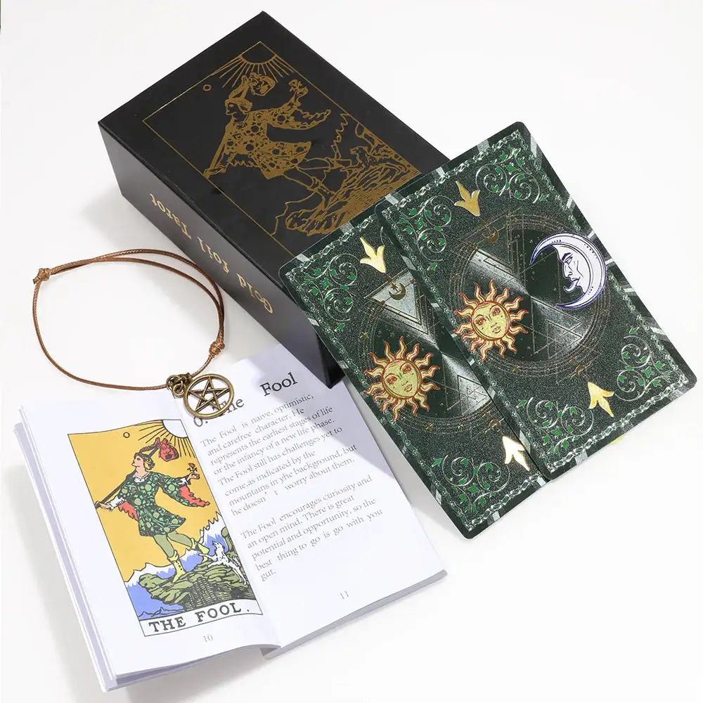 ✨ Plastic Rider-Waite Tarot Cards – 78 Durable, Waterproof PVC Cards with Sophisticated Gold Foil Print for Divination and Game Play