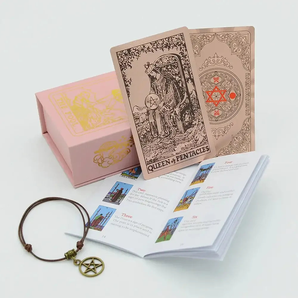 ✨ Plastic Rider-Waite Tarot Cards – 78 Durable, Waterproof PVC Cards with Sophisticated Gold Foil Print for Divination and Game Play