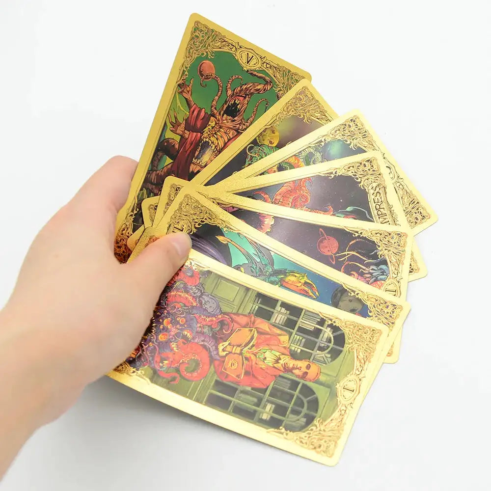✨ Plastic Rider-Waite Tarot Cards – 78 Durable, Waterproof PVC Cards with Sophisticated Gold Foil Print for Divination and Game Play