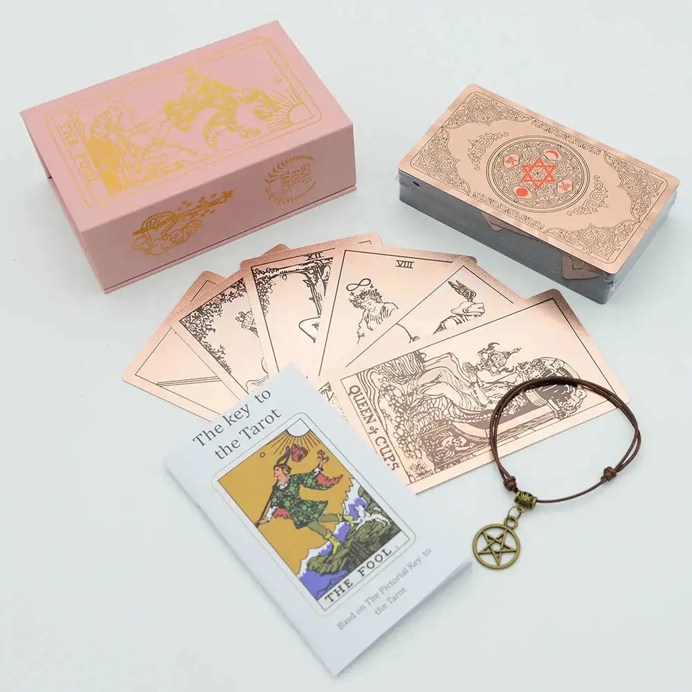 ✨ Plastic Rider-Waite Tarot Cards – 78 Durable, Waterproof PVC Cards with Sophisticated Gold Foil Print for Divination and Game Play