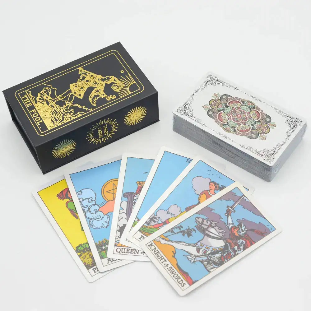 ✨ Plastic Rider-Waite Tarot Cards – 78 Durable, Waterproof PVC Cards with Sophisticated Gold Foil Print for Divination and Game Play Laser