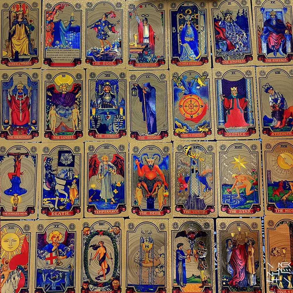 ✨ Plastic Rider-Waite Tarot Cards – 78 Durable, Waterproof PVC Cards with Sophisticated Gold Foil Print for Divination and Game Play