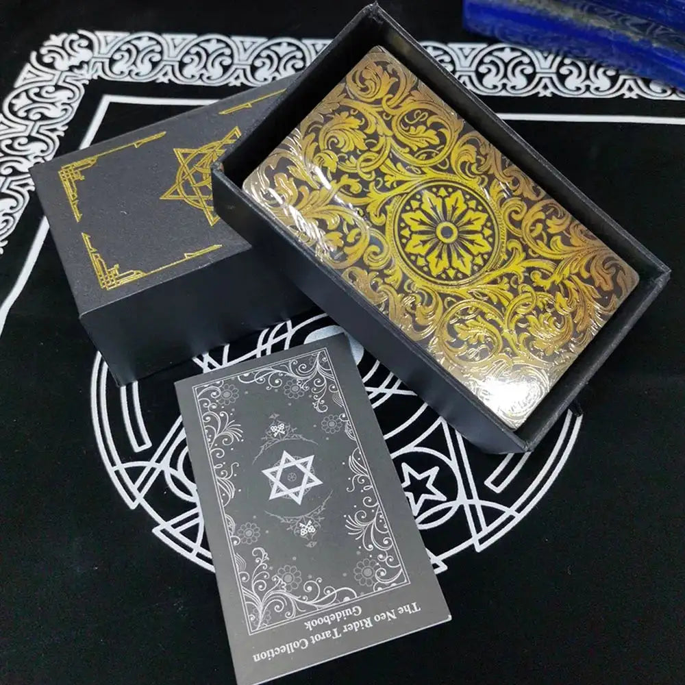 ✨ Plastic Rider-Waite Tarot Cards – 78 Durable, Waterproof PVC Cards with Sophisticated Gold Foil Print for Divination and Game Play