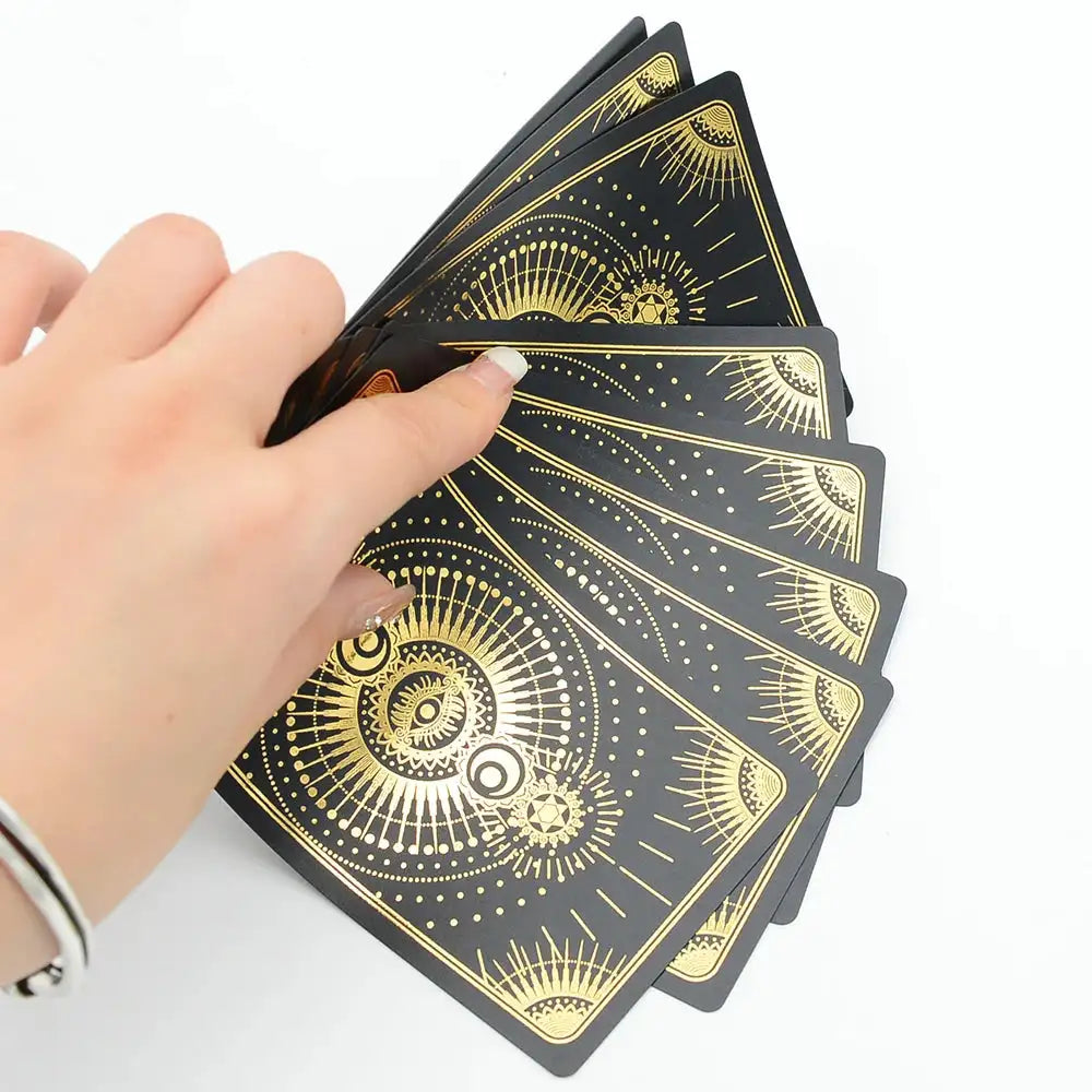 ✨ Plastic Rider-Waite Tarot Cards – 78 Durable, Waterproof PVC Cards with Sophisticated Gold Foil Print for Divination and Game Play