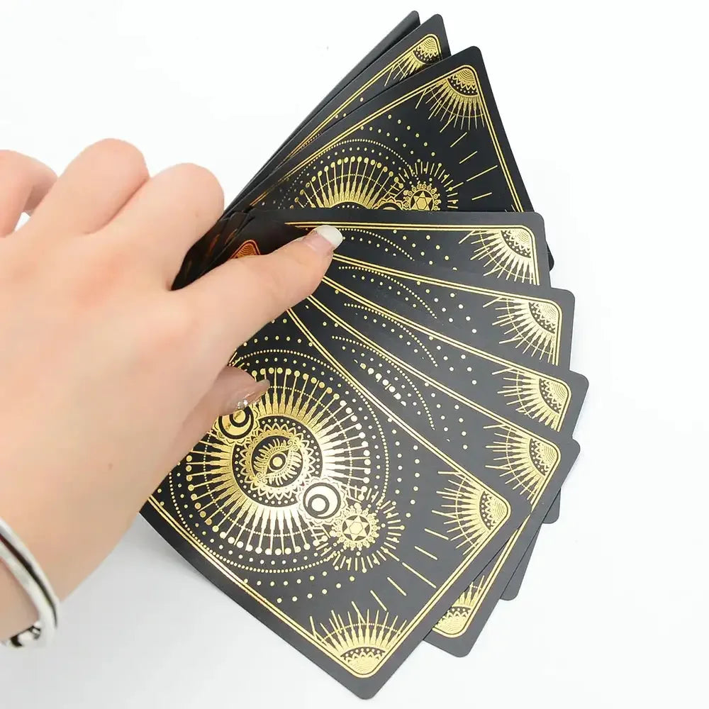 ✨ Plastic Rider-Waite Tarot Cards – 78 Durable, Waterproof PVC Cards with Sophisticated Gold Foil Print for Divination and Game Play