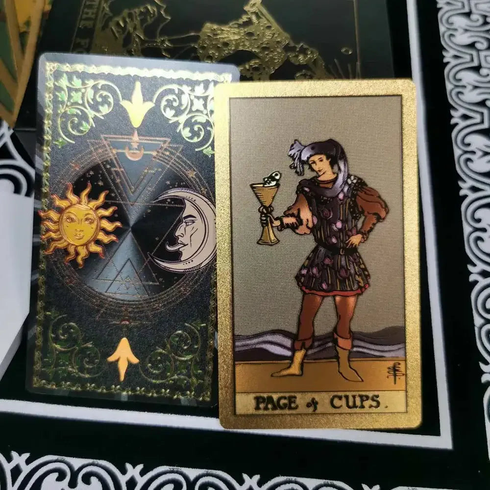 ✨ Plastic Rider-Waite Tarot Cards – 78 Durable, Waterproof PVC Cards with Sophisticated Gold Foil Print for Divination and Game Play